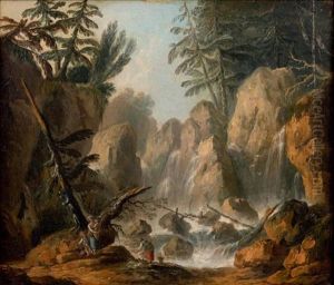Lavandieres Au Bord D'une Cascade De Montagne Lavandieres Au Bord D'une Cascade De Montagne