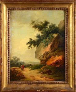 Paysages De Collines Rocheuses. (pair) by Louis-Philippe Crepin