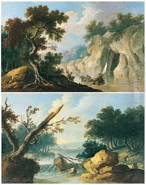 River Landscape With Shepherds And Travellers - view 1