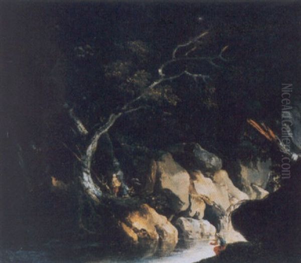 Paesaggio Fluviale Con Un Pescatore - view 1