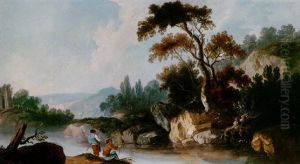 River Landscape With Fishermen by Louis-Philippe Crepin