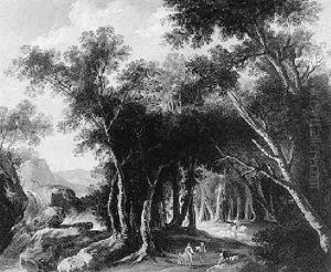 Shepherds In A Landscape With A Waterfall by Louis-Philippe Crepin