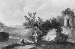 Lavandieres Et Jeune Patre Pres D'une Riviere by Louis-Philippe Crepin