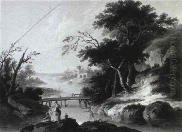 Paysage Au Pecheur Et Paysage Aux Lavandieres - view 1