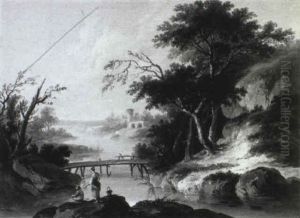 Paysage Au Pecheur Et Paysage Aux Lavandieres by Louis-Philippe Crepin