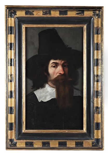 Ritratto Di Gentiluomo In Nero Con Cappello E Barba - view 1