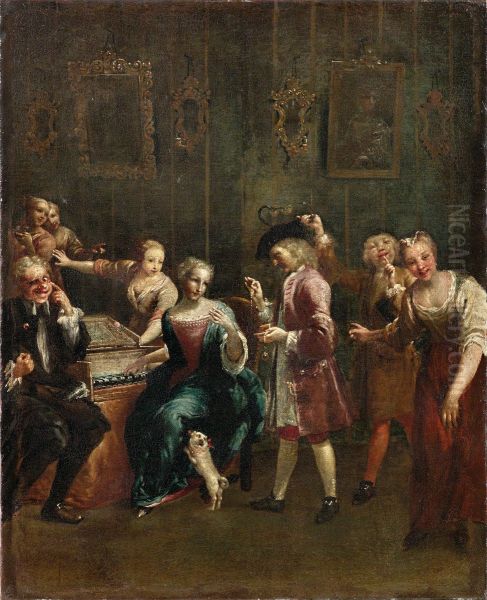 Singer At The Spinet With Admirers - view 1