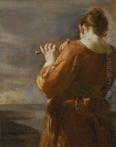 A Shepherdess Playing The Flute