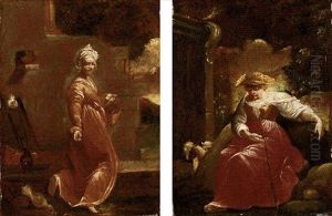 Contadina Che Nutre Le Galline (+ Pastorella Che Riposa; Pair)