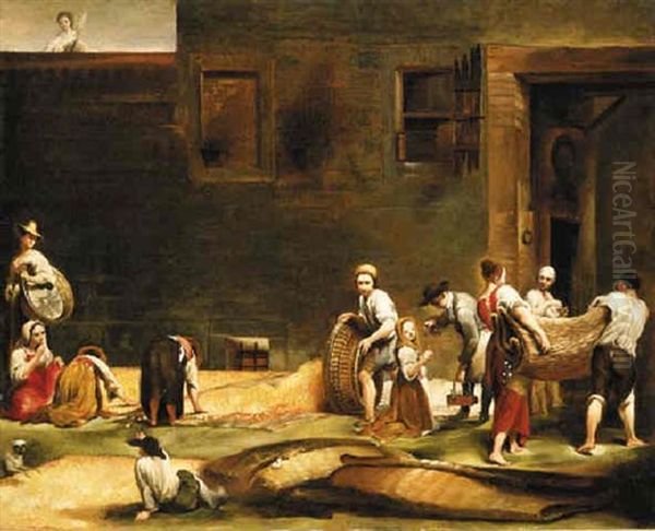 Peasants Making Silk: Carrying And Spreading Cocoons - view 1