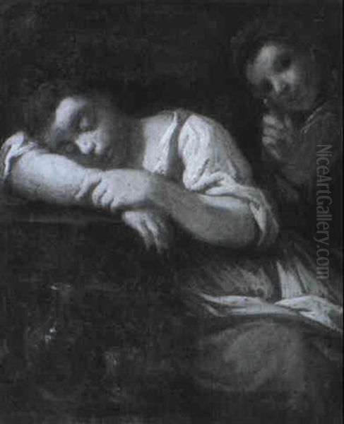 Drunken Maid Asleep Watched By A Youth - view 1
