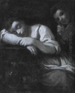 Drunken Maid Asleep Watched By A Youth