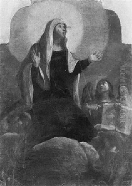 A Female Saint, Possibly The Virgin, With Angels - view 1