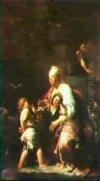 Donna Con Due Bambini Che Bisticciano - view 1