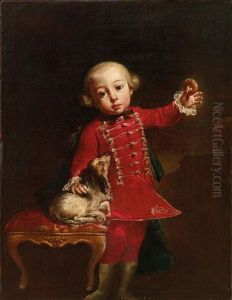 Portrait Of A Boy With A Dog by Luigi Crespi