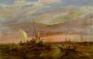 Ships In Rough Seas by William Nichol Cresswell