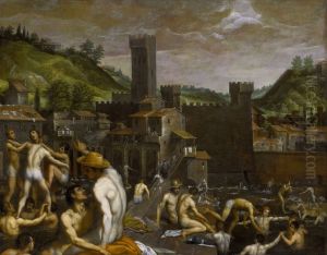 Bathers At San Niccolo by Domenico (il Passignano) Cresti