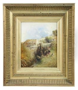 Children With Their Dog Playing By A Watermill Children With Their Dog Playing By A Watermill