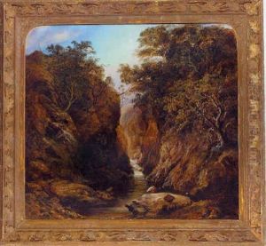 An Angler Fishing In A Woodland Gorge