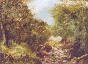 A Figure On A Path In A Wooded River Landscape by Thomas Creswick