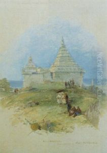 The Ancient Hindu Temple At Mahabalipur, India by Thomas Creswick