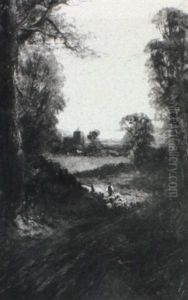 Herder With Flock Heading Home At Sunset by Thomas Creswick