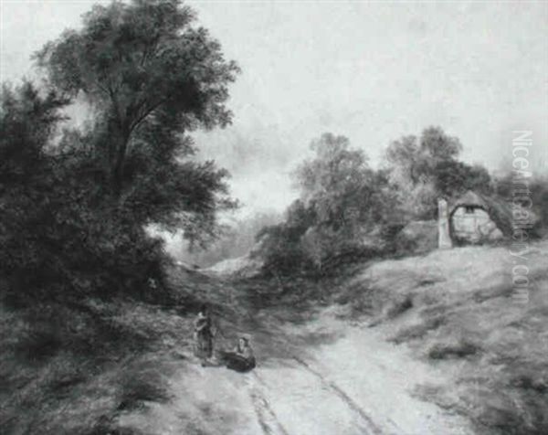 Wooded Landscape With Children Playing In The Lane - view 1