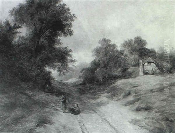 Figures Along Pathway In A Country Landscape - view 1