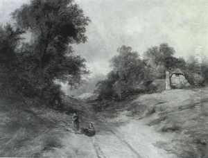 Figures Along Pathway In A Country Landscape Figures Along Pathway In A Country Landscape