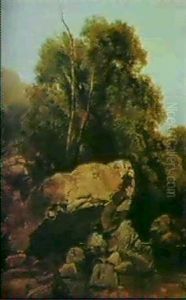 Landskap Med Stenblock Vid Vattendrag by Thomas Creswick