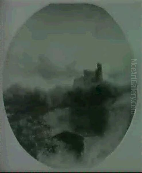 A River Landscape With A Figure In A Punt, A Castle Ruin Beyond - view 1