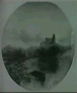 A River Landscape With A Figure In A Punt, A Castle Ruin    Beyond