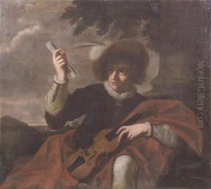 A Bravo Holding A Violin And Scroll Of Music by Donato Creti