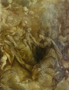 The Mystic Marriage Of Saint Catherine Of Alexandria, With Angels And Cherubim
