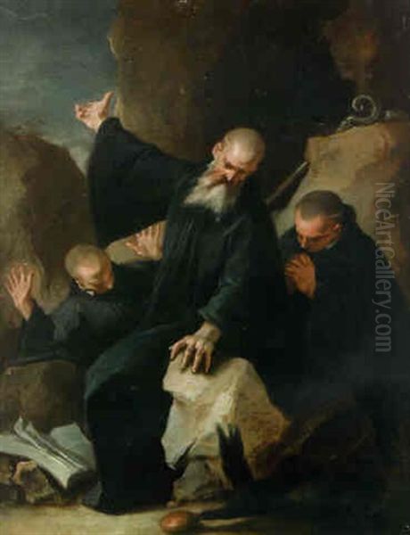 Saint Benedict With Maurus And Placidus Ordering A Raven To Carry Away A Poisoned Loaf Of Bread - view 1