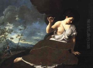A Young Woman Reclining, Holding A Flower And Looking At The Ground A Young Woman Reclining, Holding A Flower And Looking At The Ground