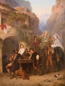 Englische Touristen Gelangen Zum Albergo Inglese