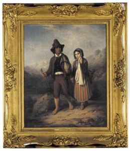 Peasant Children On A Rural Path (bauerkinder Auf Einem Feldweg) by Konstantin Johannes Franz Cretius