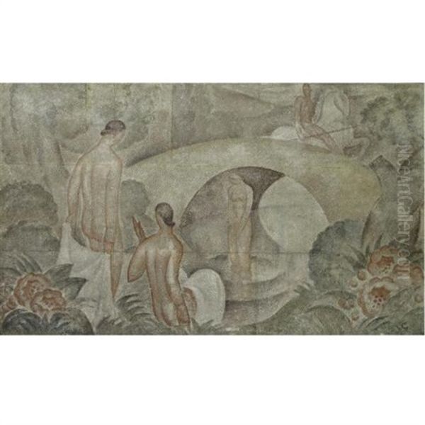 Bathers In A Pastoral Landscape - view 1
