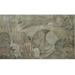 Bathers In A Pastoral Landscape by Rene Crevel
