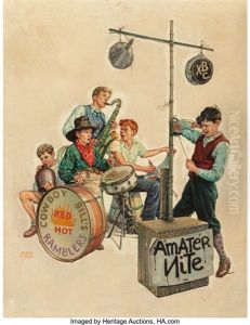 Amateur Nite - Cowboy Bill's Ramblers, The Saturday Evening Post Cover by Monte Crews
