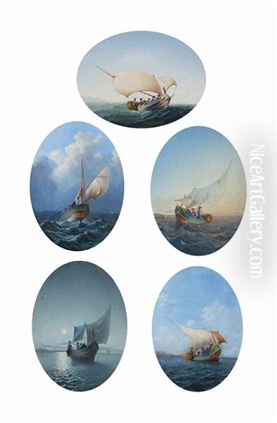 Five Scenes Of Fishing At Sea (5 Works) - view 1