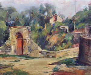 Paesaggio Olio Su Tavola by Luigi Crisconio