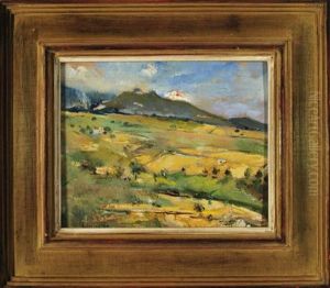 Weite, Italienische Landschaft Mit Blick Auf Einen Vulkanausbruch In Der Ferne Weite, Italienische Landschaft Mit Blick Auf Einen Vulkanausbruch In Der Ferne