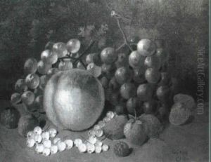 Still Life Of Grapes, Strawberries, Apples And Raspberries Displayed On A Ledge Still Life Of Grapes, Strawberries, Apples And Raspberries Displayed On A Ledge