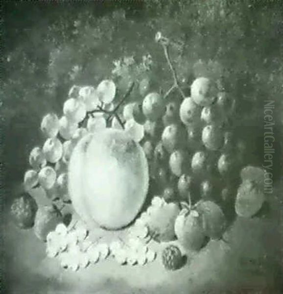 Still Life Of Peach, Grapes, Strawberries And Whitecurrents On A Mossy Bank - view 1