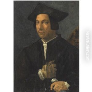 Portrait Of A Gentleman, Half-length, Wearing A Black Jacket And Hat, And One Glove, And Holding A Letter