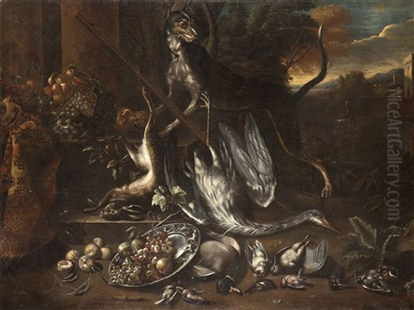 Still Life With Game, Dog And Fruit En Plein Air - view 1
