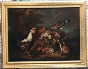 Natura Morta Con Lepre, Galli E Frutta by Angelo Maria (Crivellone) Crivelli