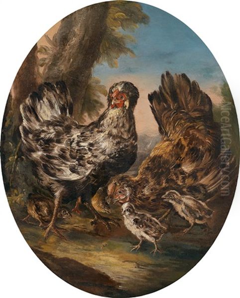 Huhner In Einer Weiten Landschaft (+ Rebhuhner Und Hasen In Einer Weiten Landschaft; Pair) - view 1